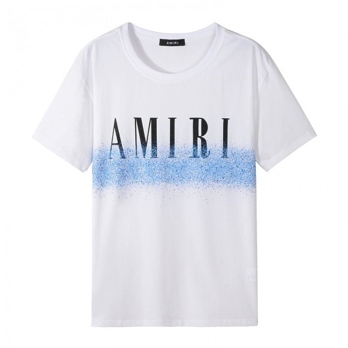 Amiri Logo-print Paint-effect Cotton-jersey T-shirt White