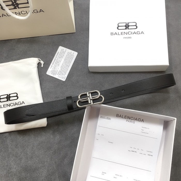 Balenciaga Women BB Thin Belt Black / Silver