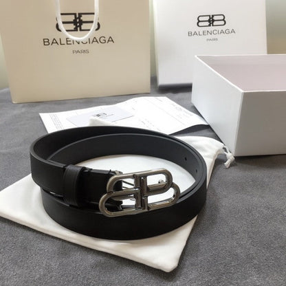 Balenciaga Women BB Thin Belt Black / Silver