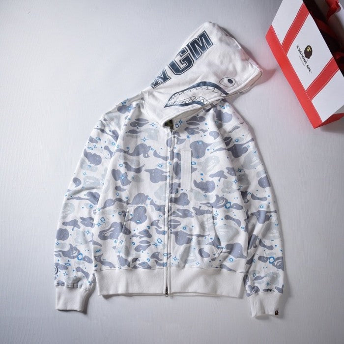Bape Space Camo Shark Full Zip Hoodies White