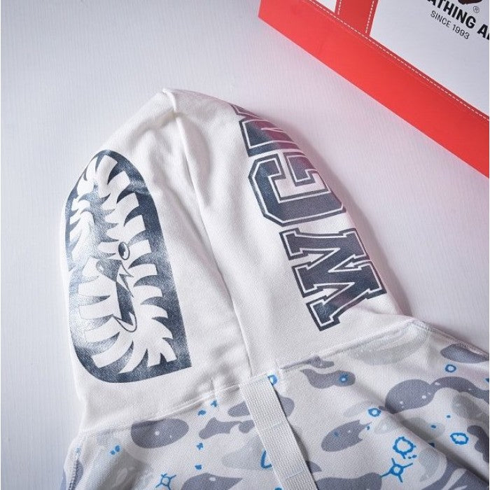 Bape Space Camo Shark Full Zip Hoodies White