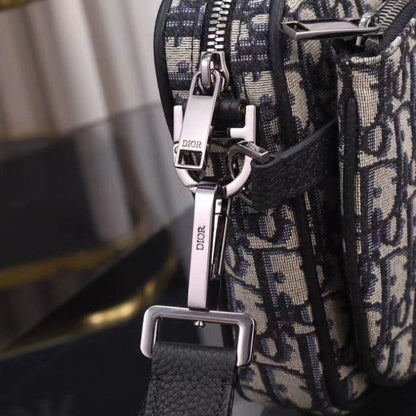 Dior Saddle Triple Pouch Beige and Black Dior Oblique Jacquard