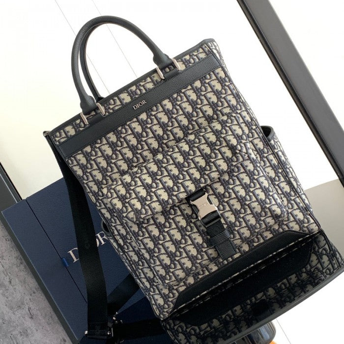 Dior Explorer Tote Bag Black and Beige Dior Oblique Canvas