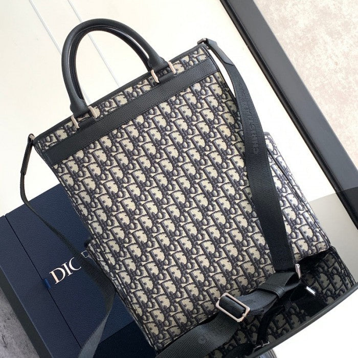 Dior Explorer Tote Bag Black and Beige Dior Oblique Canvas
