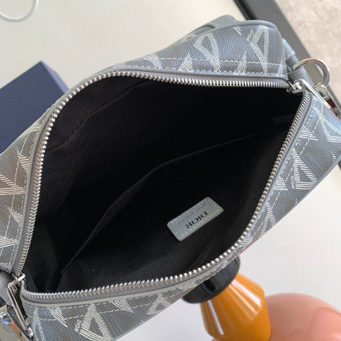 Dior Hit The Road Messenger Bag Gray CD Diamond Canvas