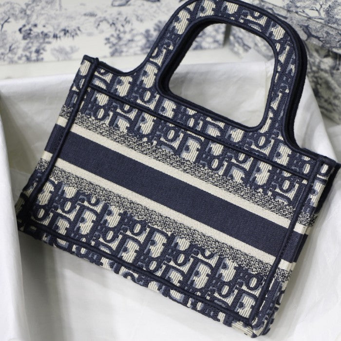 Dior Mini Dior Book Tote Blue Dior Oblique Embroidery