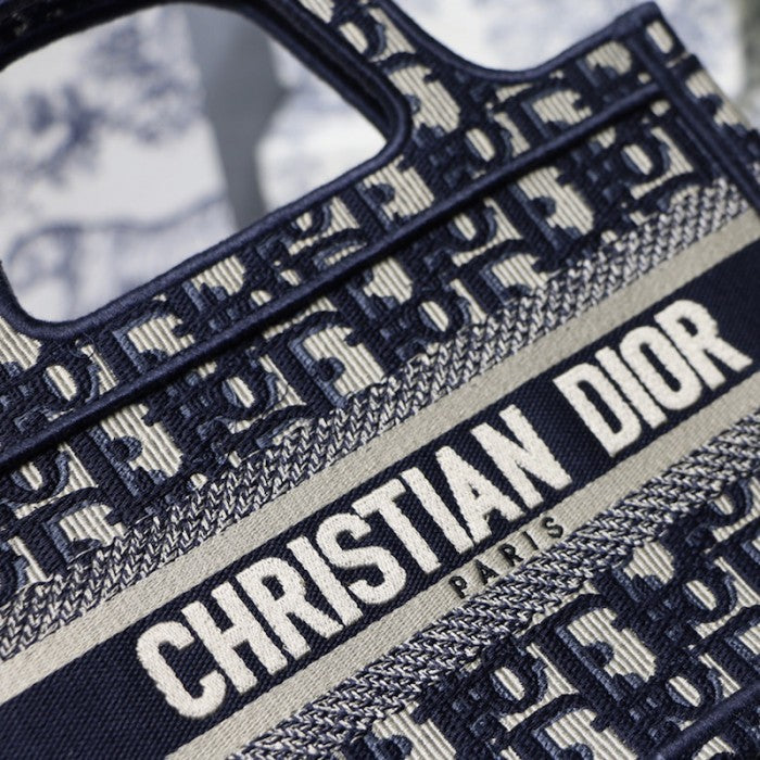 Dior Mini Dior Book Tote Blue Dior Oblique Embroidery