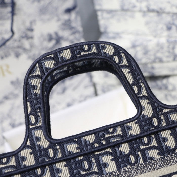 Dior Mini Dior Book Tote Blue Dior Oblique Embroidery