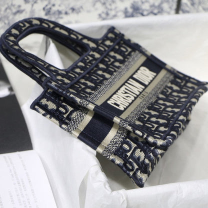 Dior Mini Dior Book Tote Blue Dior Oblique Embroidery