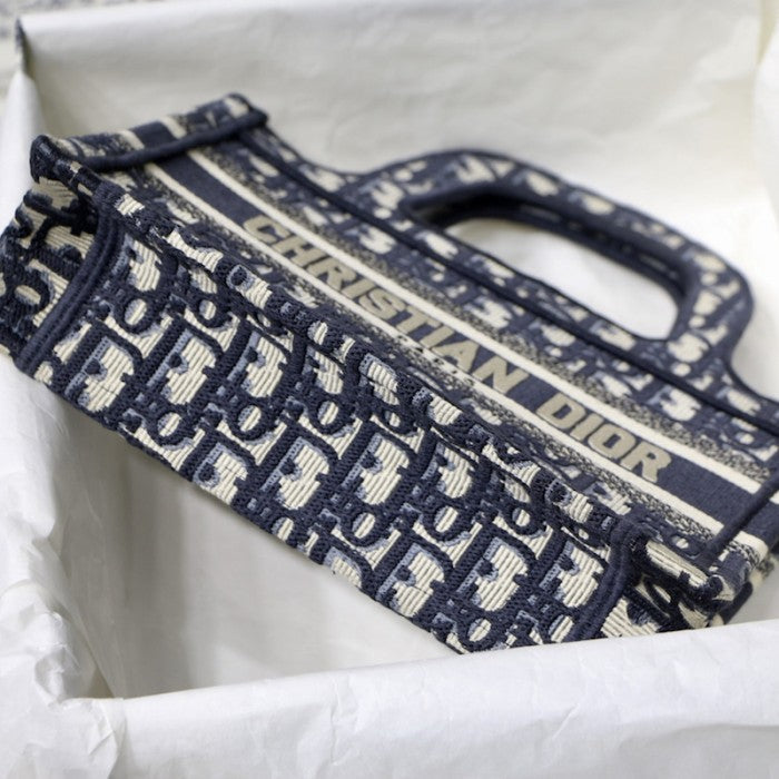 Dior Mini Dior Book Tote Blue Dior Oblique Embroidery