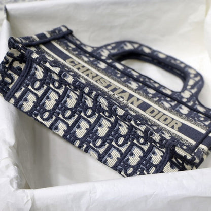Dior Mini Dior Book Tote Blue Dior Oblique Embroidery