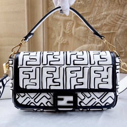 Fendi California Sky Baguette White Nappa Leather FF Print Bag