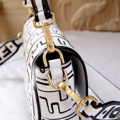 Fendi California Sky Baguette White Nappa Leather FF Print Bag