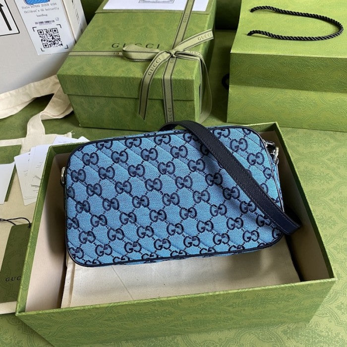 Gucci GG Marmont Multicolour small shoulder bag blue 447632