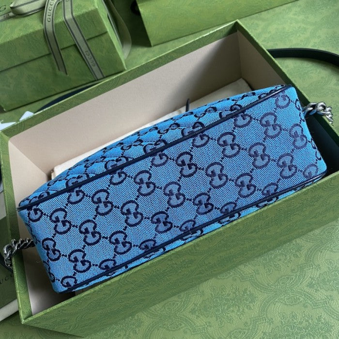 Gucci GG Marmont Multicolour small shoulder bag blue 447632