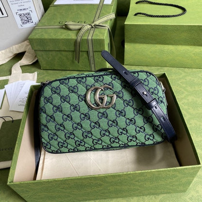 Gucci GG Marmont Multicolour small shoulder bag green 447632
