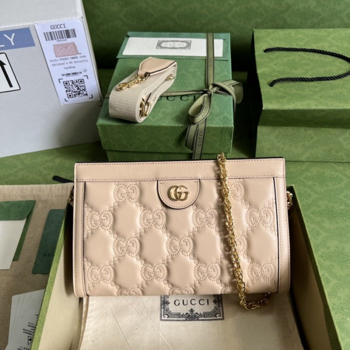 Gucci GG matelassé leather shoulder bag beige ý702200