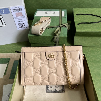 Gucci GG matelassé leather shoulder bag beige ý702200