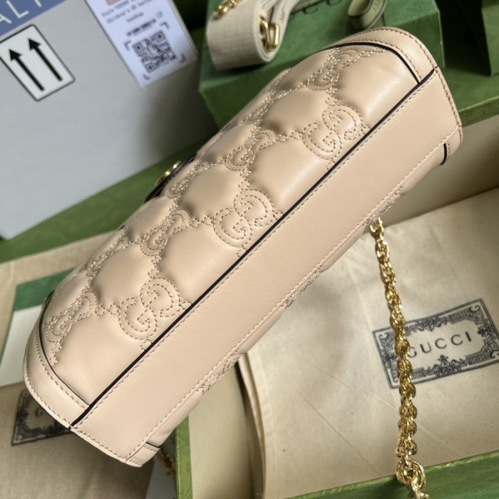 Gucci GG matelassé leather shoulder bag beige ý702200
