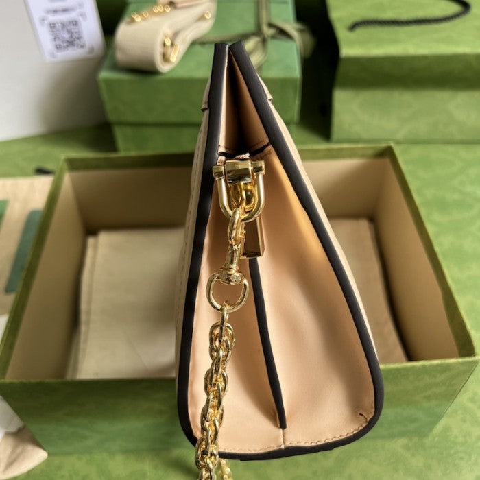 Gucci GG matelassé leather shoulder bag beige ý702200
