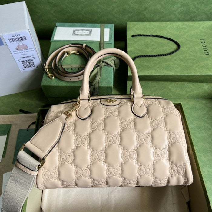 Gucci GG matelassé leather top handle bag beige ý702242