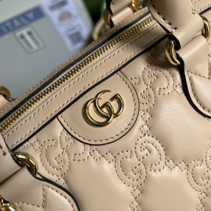 Gucci GG matelassé leather top handle bag beige ý702242