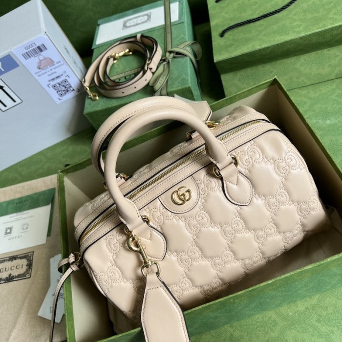 Gucci GG matelassé leather top handle bag beige ý702242