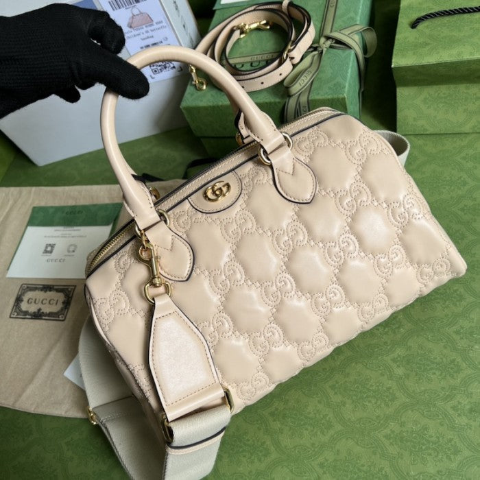 Gucci GG matelassé leather top handle bag beige ý702242