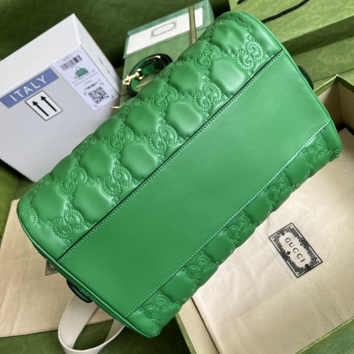Gucci GG matelassé leather top handle bag green ý702242
