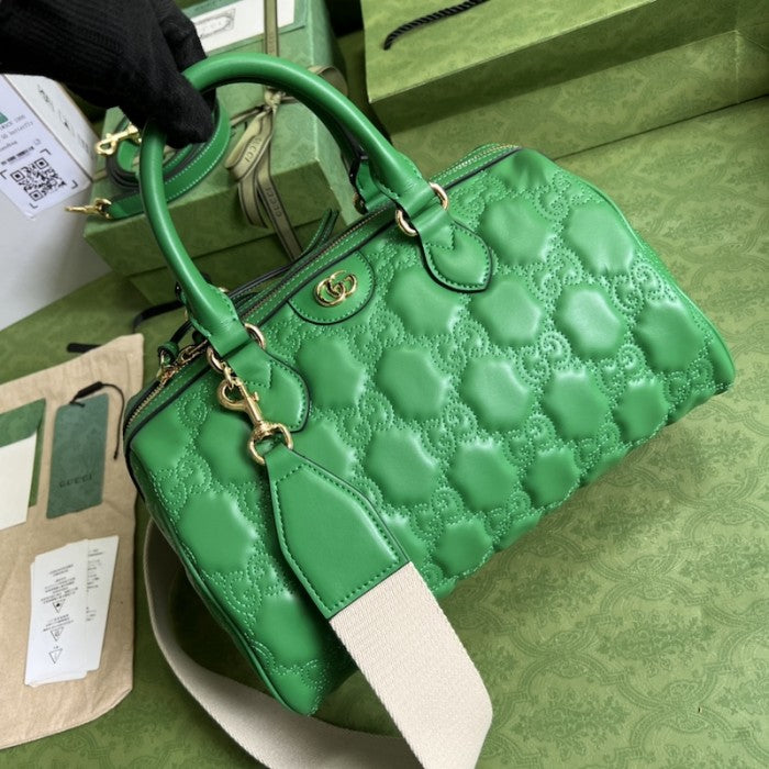 Gucci GG matelassé leather top handle bag green ý702242