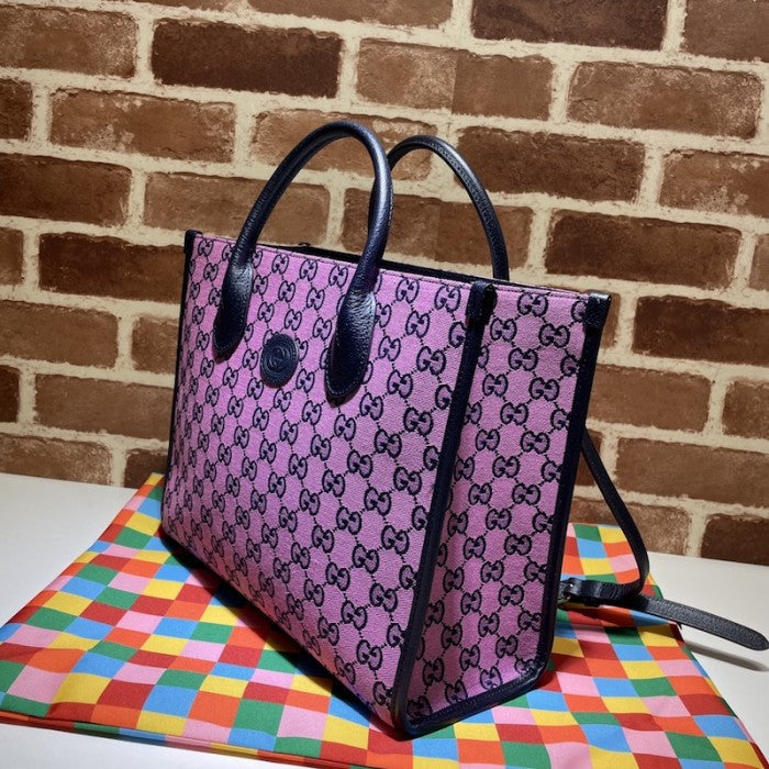 Gucci GG Multicolour small tote bag pink 659983