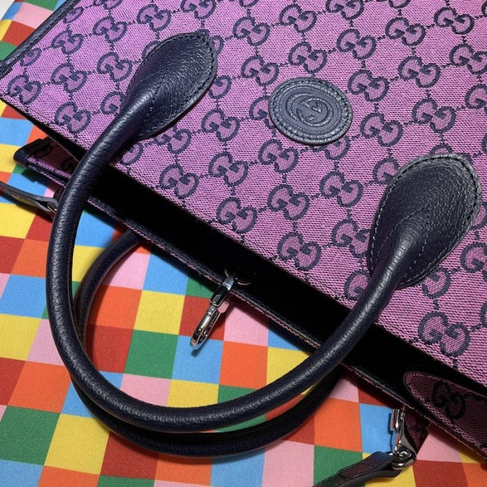Gucci GG Multicolour small tote bag pink 659983