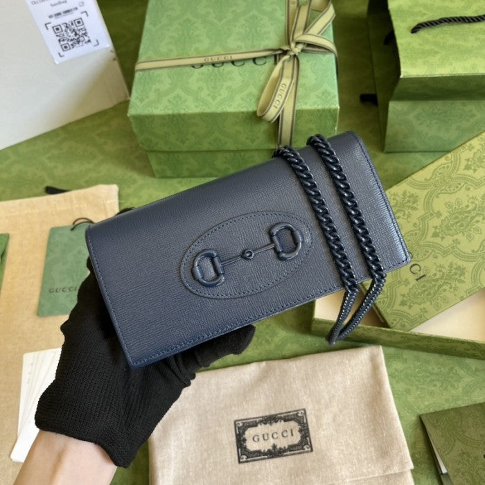 Gucci Horsebit 1955 wallet with chain ý621892 Navy