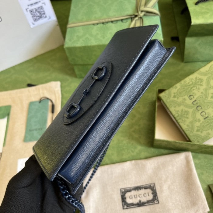Gucci Horsebit 1955 wallet with chain ý621892 Navy