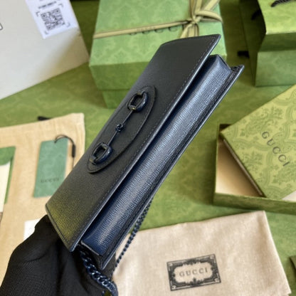 Gucci Horsebit 1955 wallet with chain ý621892 Navy