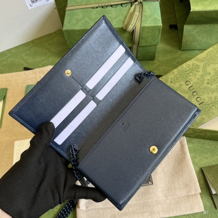 Gucci Horsebit 1955 wallet with chain ý621892 Navy