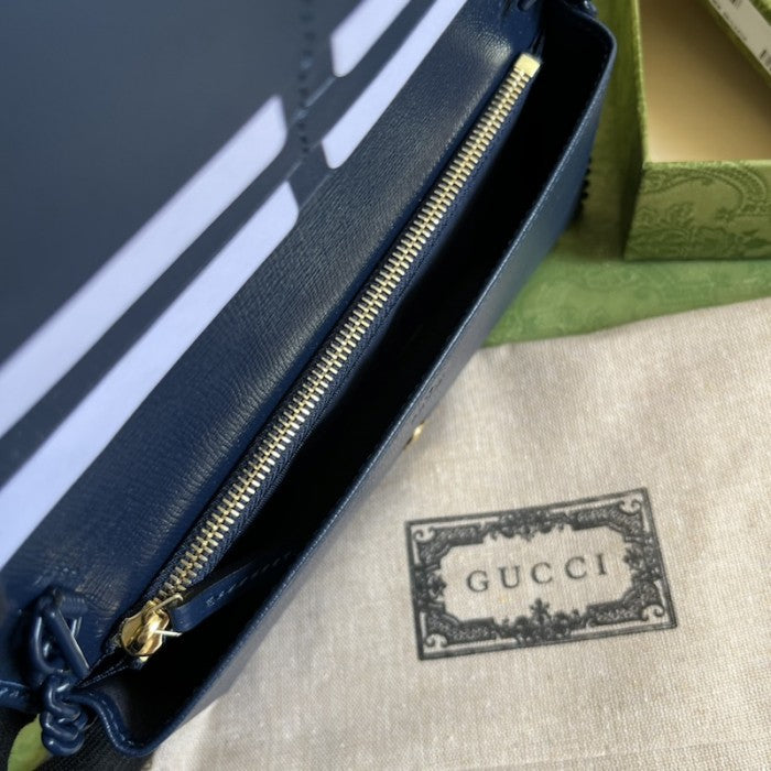 Gucci Horsebit 1955 wallet with chain ý621892 Navy