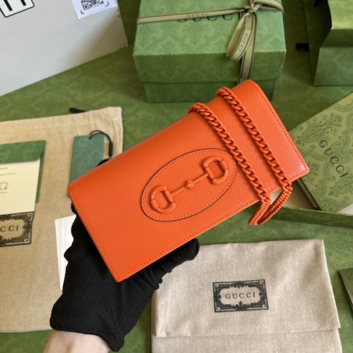Gucci Horsebit 1955 wallet with chain ý621892 Orange