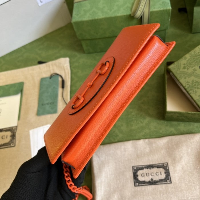 Gucci Horsebit 1955 wallet with chain ý621892 Orange