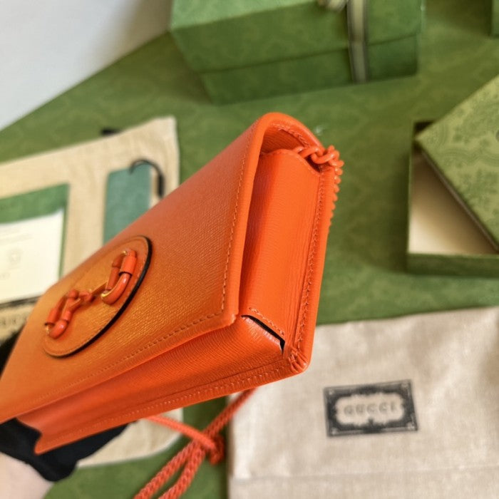 Gucci Horsebit 1955 wallet with chain ý621892 Orange