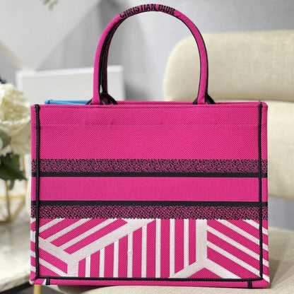 Medium Dior Book Tote Bright Pink and Blue D-Jungle Pop Embroidery
