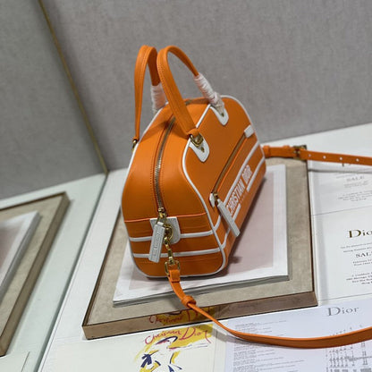 Small Dior Vibe Zip Bowling Bag Orange