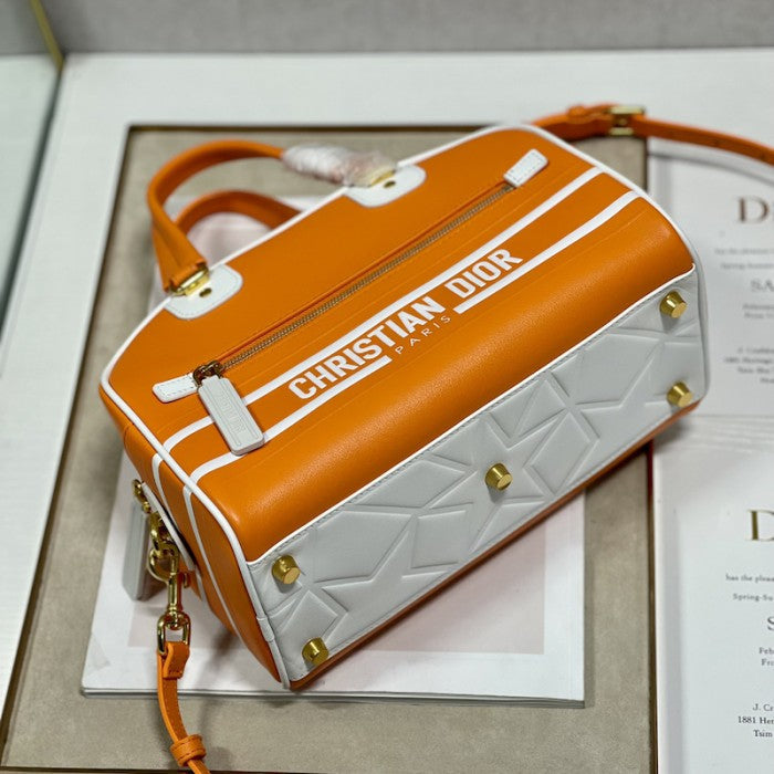 Small Dior Vibe Zip Bowling Bag Orange