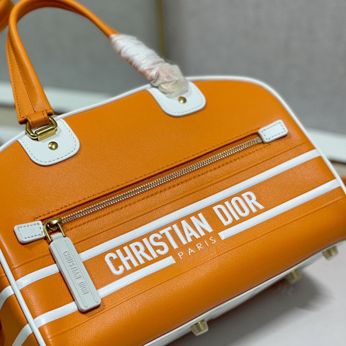 Small Dior Vibe Zip Bowling Bag Orange