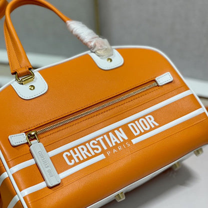 Small Dior Vibe Zip Bowling Bag Orange