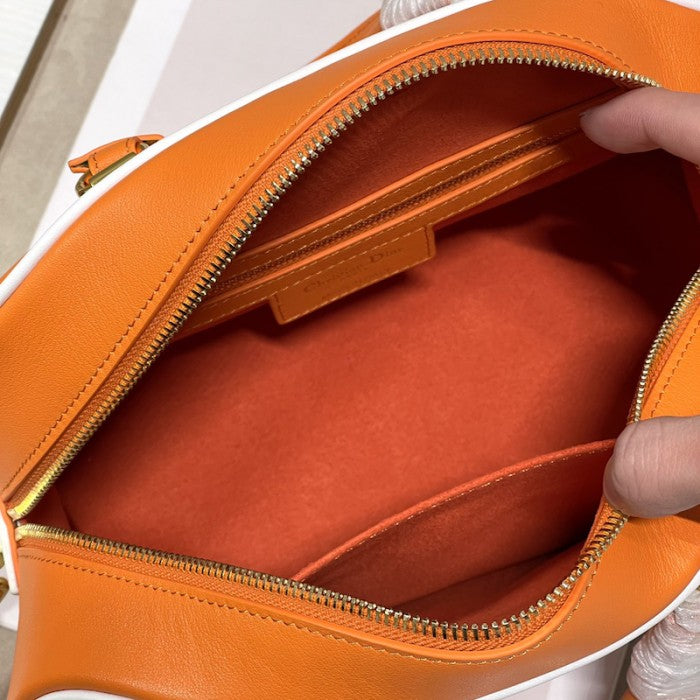 Small Dior Vibe Zip Bowling Bag Orange