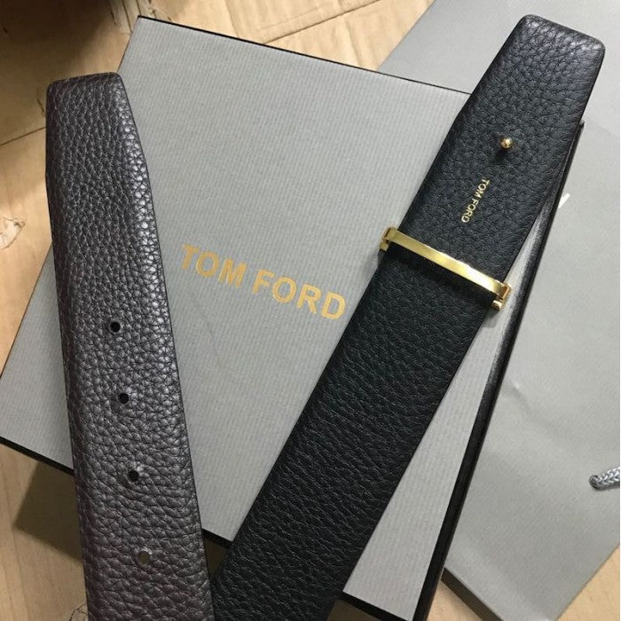 Tom Ford Reversible T Buckle Leather Belt Black