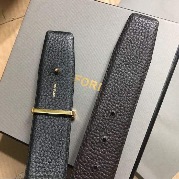 Tom Ford Reversible T Buckle Leather Belt Black