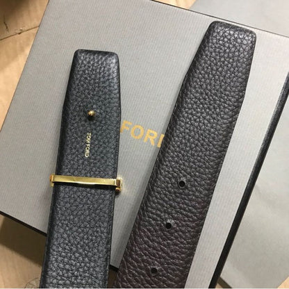 Tom Ford Reversible T Buckle Leather Belt Black